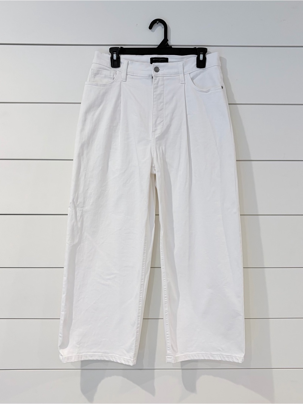 Banana Republic Wide Leg Crop White Jeans 29/8 Coastal Quiet Luxury Core